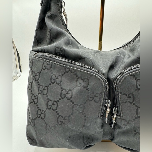 Gucci-Authentic-Canvas Hobo with Monogram GG logo - Double Pocket - Picture 3 of 15